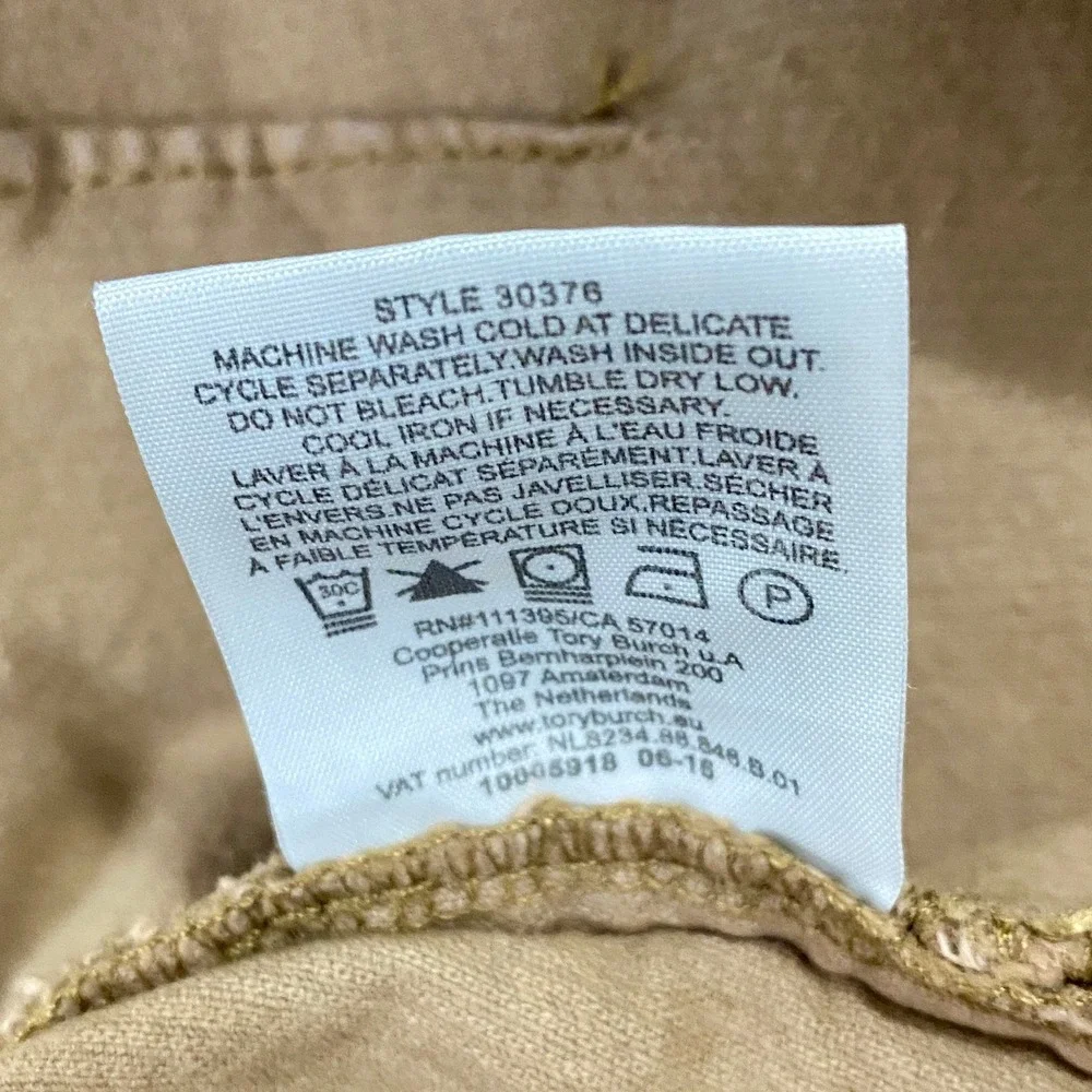 Tory Burch Tan Button Front Corduroy Skirt 4 Preppy Boho Fall Mod Minimalist